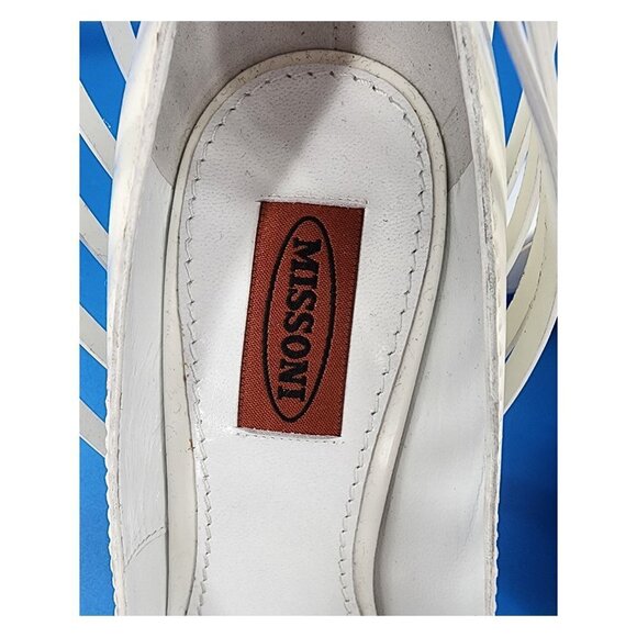 MISSONI NWOB Runway White Leather Caged Peep Toe Pumps Heels Ankle Strap NEW - Picture 8 of 11